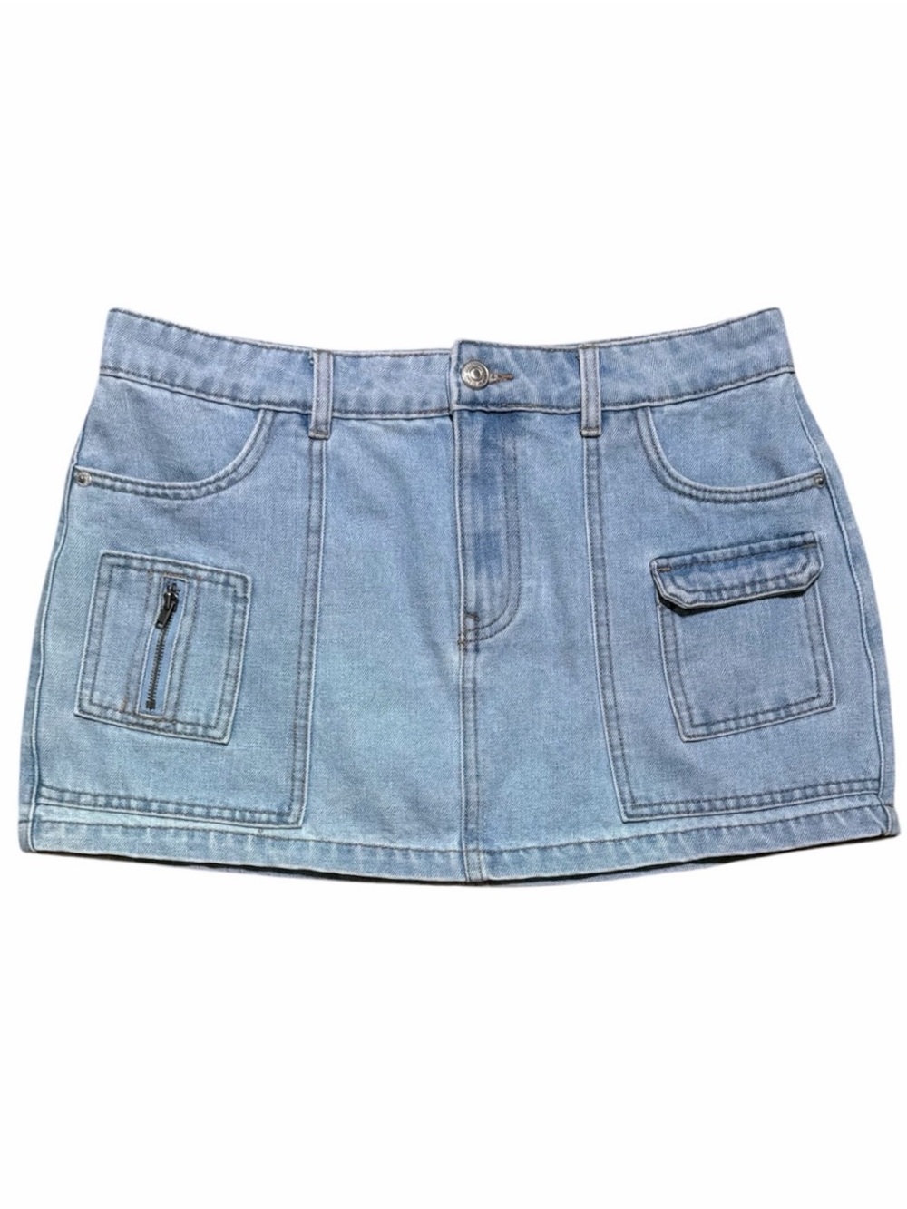 Rewash Light Wash Cargo Denim Mini Skirt Size 27 Y2K Utility Pockets